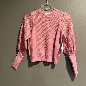Allison+Zoe Cable Knit Puff Sleeves Top Size Small